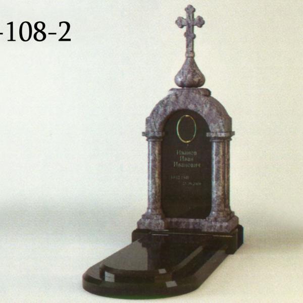 Памятник одиночный цветной с крестом П-108-2